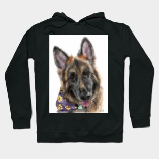 Smiling German Shepherd Dog With Bandanna Hoodie